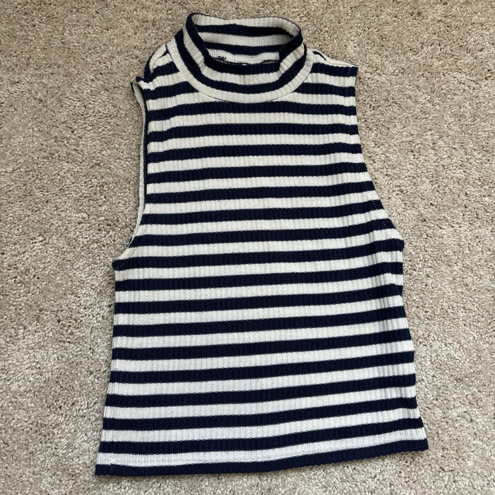 Striped Sleeveless Top - Black and White